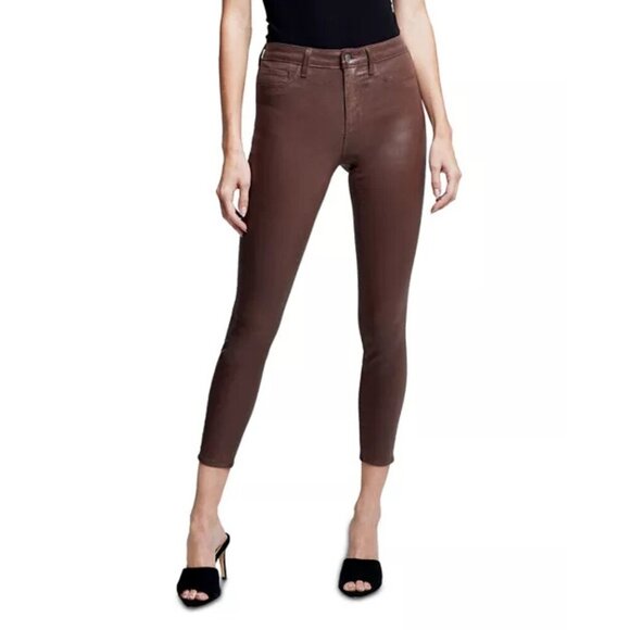 L'Agence Margot High Rise Mahogany Coated Skinny Jeans 37564 - Picture 1 of 13